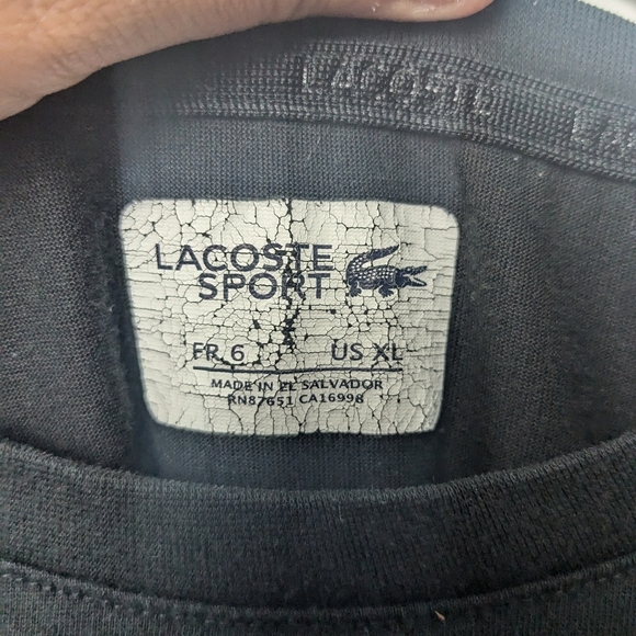LACOSTE Sport Men Tee Shirt Black Size XL Front Logo Cotton/Polyester - Picture 4 of 10